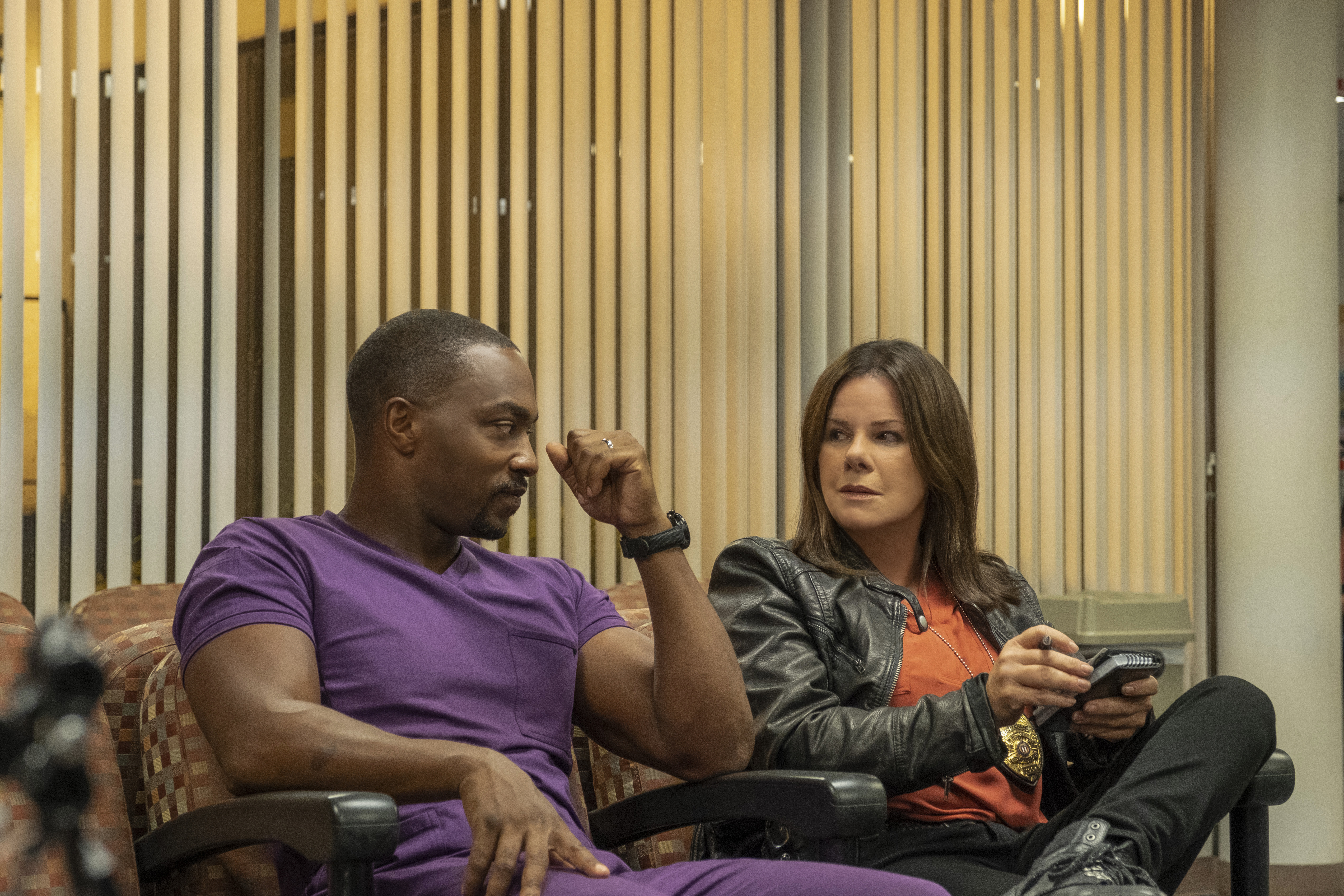 Marcia Gay Harden and Anthony Mackie in Point Blank (2019)