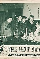 Moe Howard, Larry Fine, Herbert Evans, Shemp Howard, and Christine McIntyre in The Hot Scots (1948)