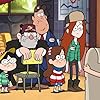 Linda Cardellini, Jason Ritter, Kristen Schaal, Niki Yang, Carl Faruolo, and Alex Hirsch in Gravity Falls (2012)