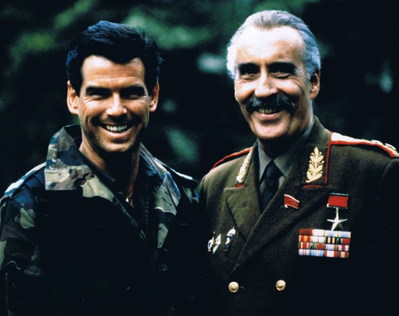 Pierce Brosnan and Christopher Lee in Detonator (1993)