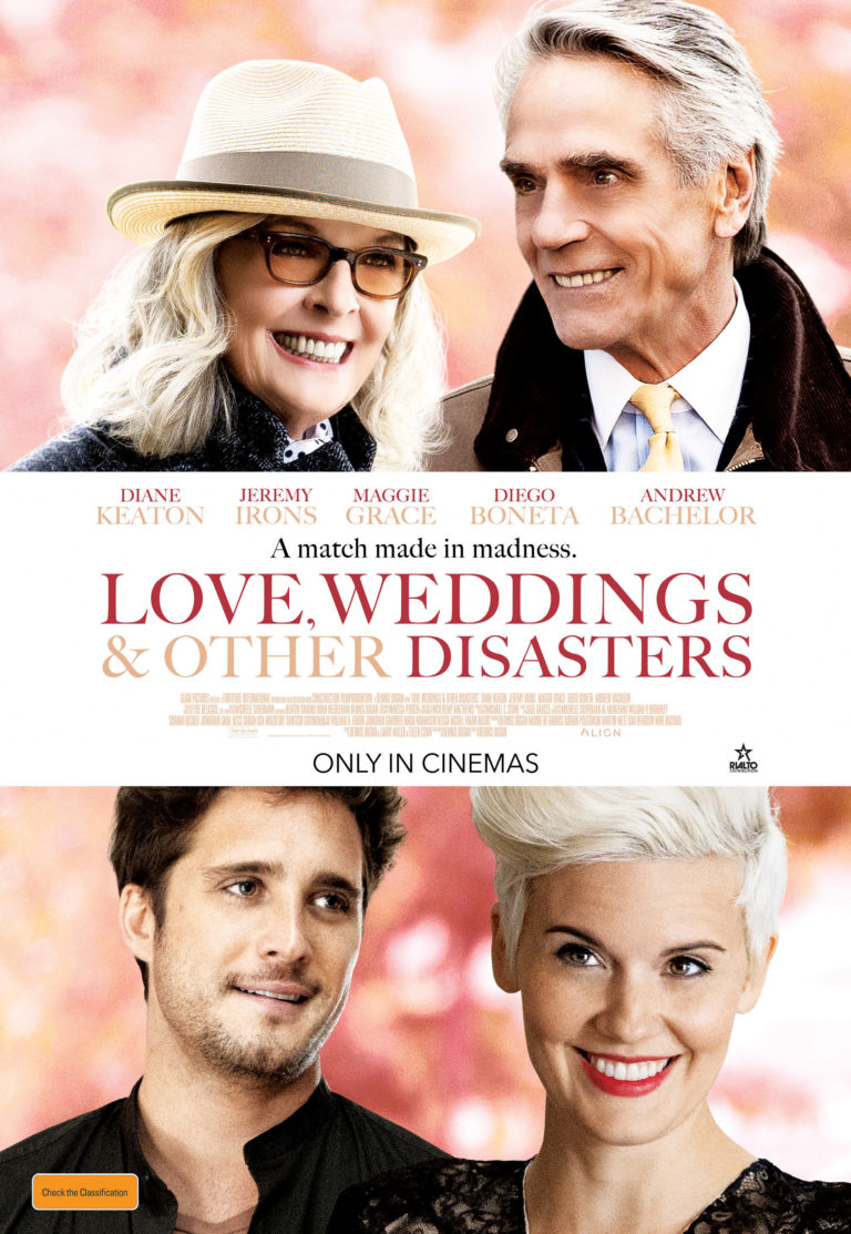 Jeremy Irons, Diane Keaton, Maggie Grace, and Diego Boneta in Love, Weddings & Other Disasters (2020)