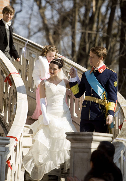 Sam Heughan, Katie McGrath, Travis Turner, and Leilah de Meza in A Princess for Christmas (2011)