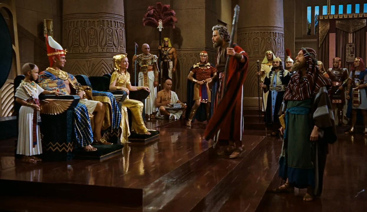 Charlton Heston, Anne Baxter, Yul Brynner, John Carradine, and Eugene Mazzola in The Ten Commandments (1956)