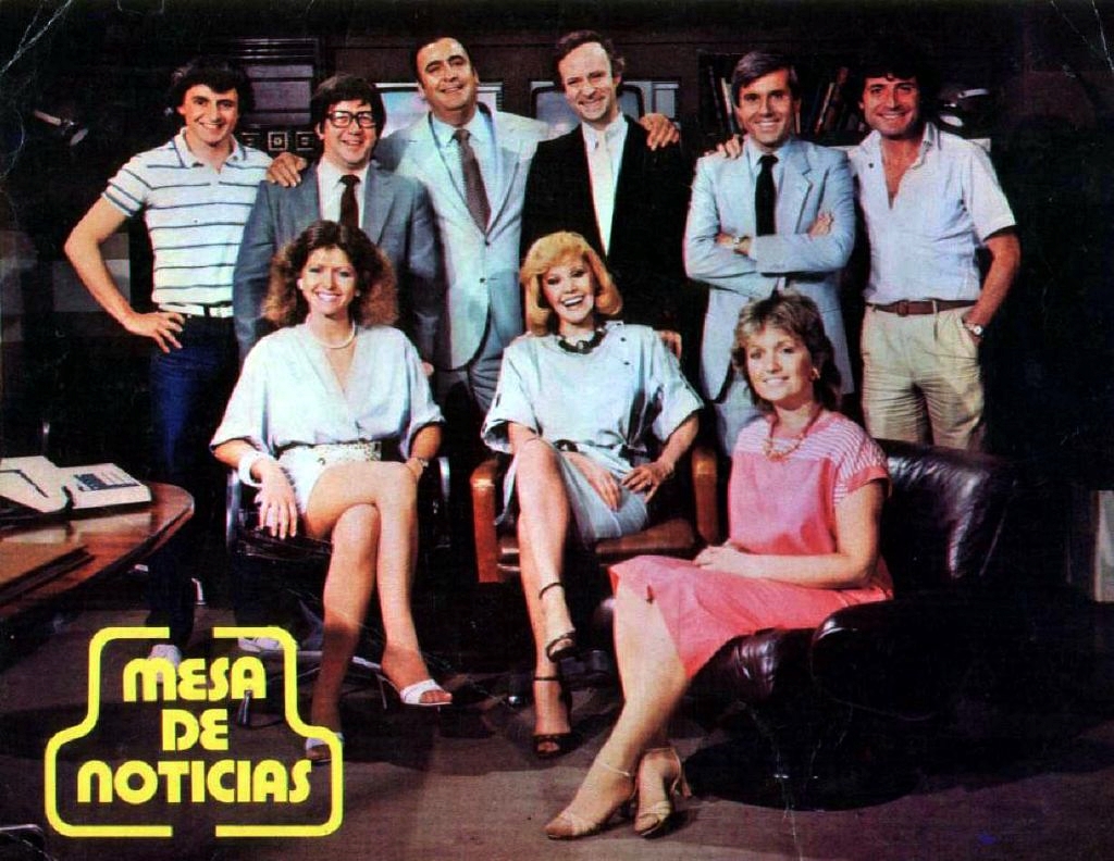 Beatriz Bonnet, Fernando Bravo, Silvana Di Lorenzo, Alberto Fernández de Rosa, Gianni Lunadei, Juan Carlos Mesa, Gino Renni, Leticia Moreira, and Hugo Daniel Marcos in Mesa de noticias (1983)