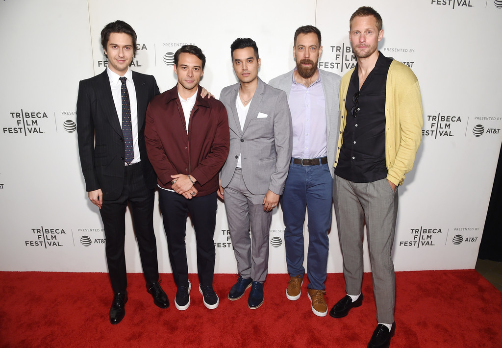 (L-R) Nat Wolff, Adam Long, Brian Marc, Dan Krauss and Alexander Skarsgård attend the "The Kill Team" screening during the 2019 Tribeca Film Festival at BMCC Tribeca PAC on April 27, 2019 in New York City