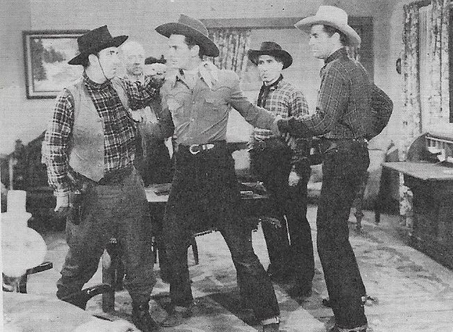 Russell Hayden, Frank LaRue, Ted Mapes, Nick Thompson, and Blackie Whiteford in The Last Horseman (1944)