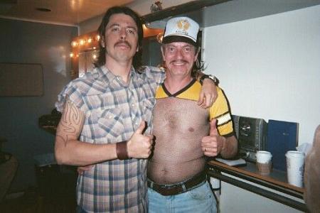 Stephen R. Hudis doubling Dave Grohl (lead singer - Foo Fighters) on the set of Foo Fighters' video: "LOW."