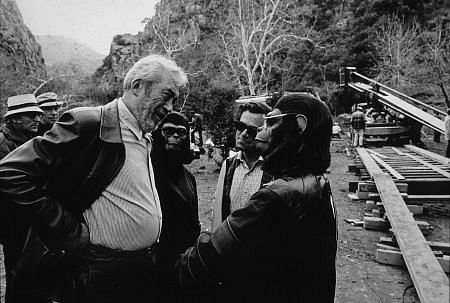 9925-11 "The Battle for the Planet of the Apes" - John Huston and Roddy McDowall, 1973.