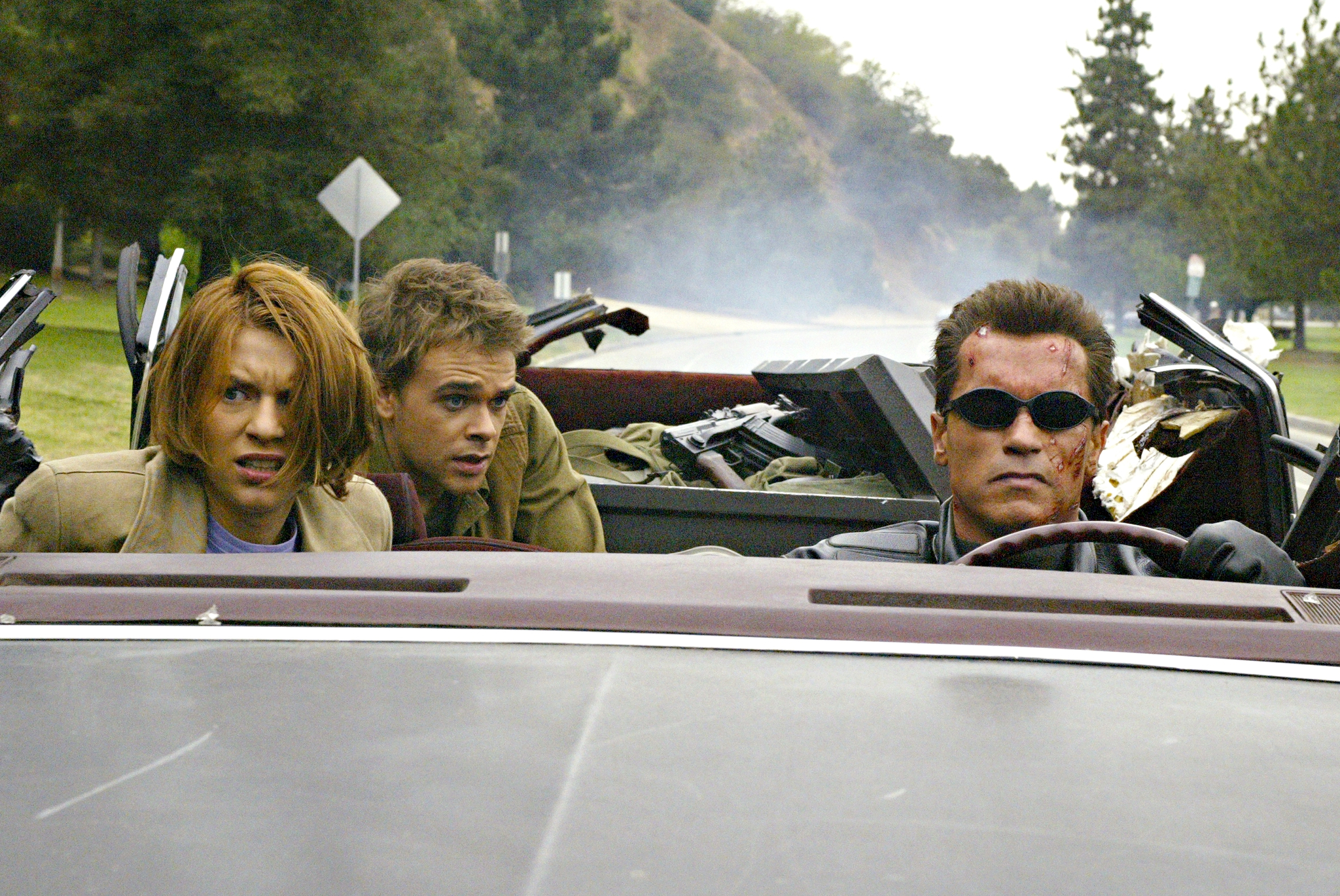 Claire Danes, Arnold Schwarzenegger, and Nick Stahl in Terminator 3: Rise of the Machines (2003)