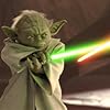 69473Jedi Master Yoda spins into action to battle the renegade former Jedi, Count Dooku.