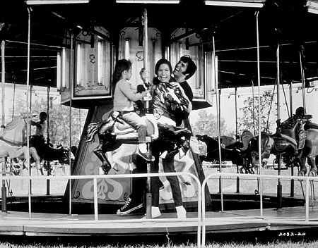 Elvis Presley, Mary Tyler Moore, and Lorena Kirk in "Change of Habit," Universal, 1969.