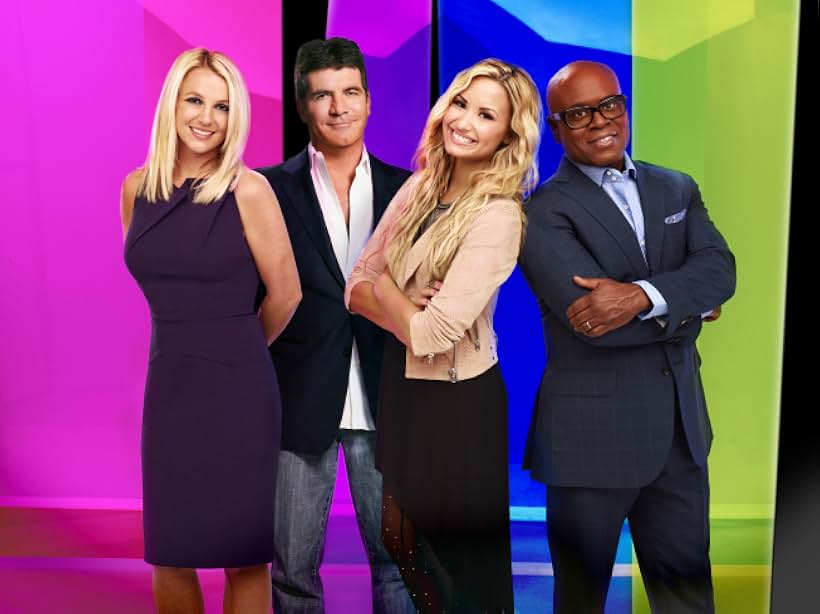 Britney Spears, Simon Cowell, L.A. Reid, and Demi Lovato in The X Factor (2011)