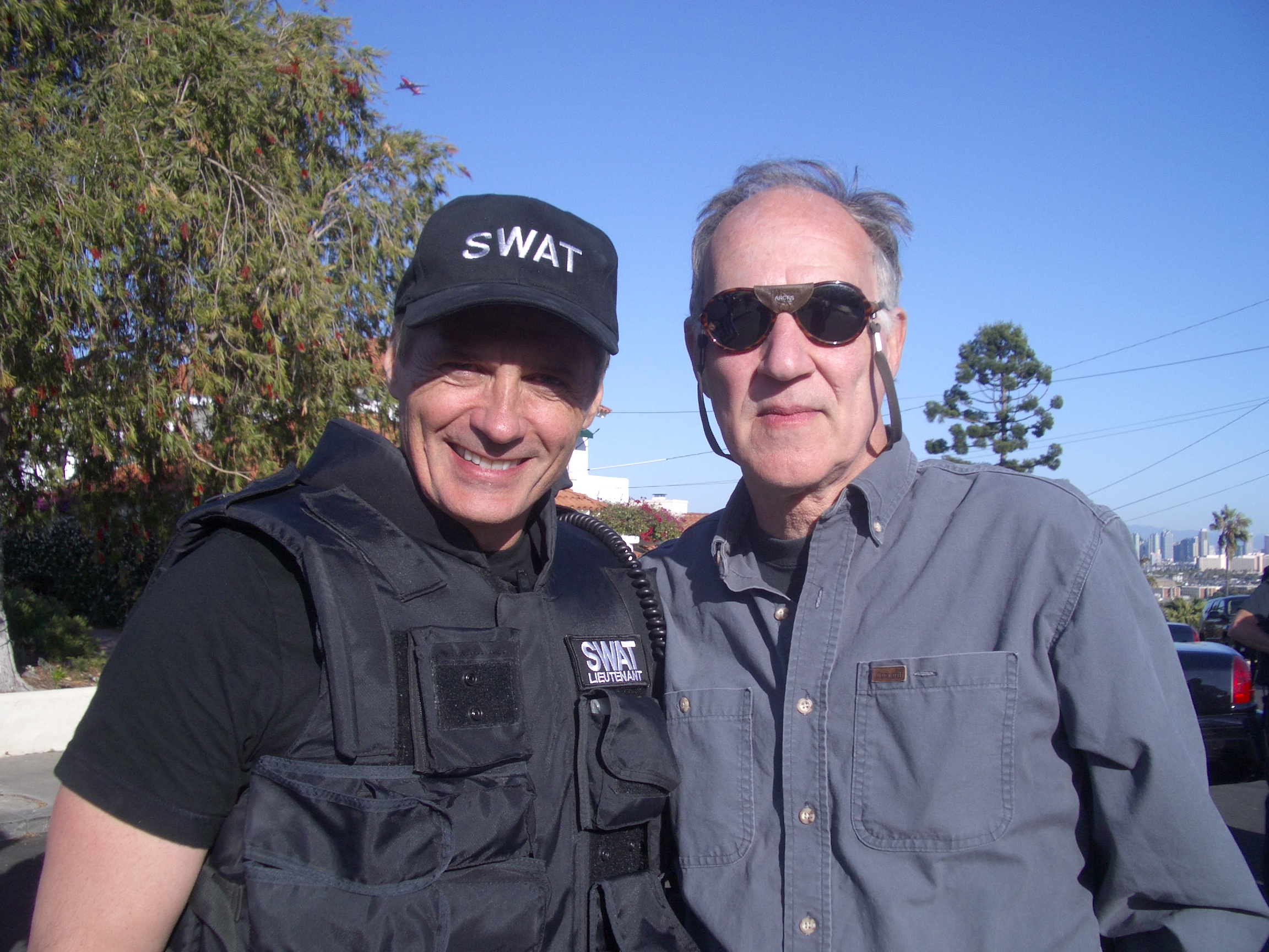 james C. Burns with Werner Herzog on the set of "My Son My Son What Have Ye Done"  April, 2009 San Diego, CA