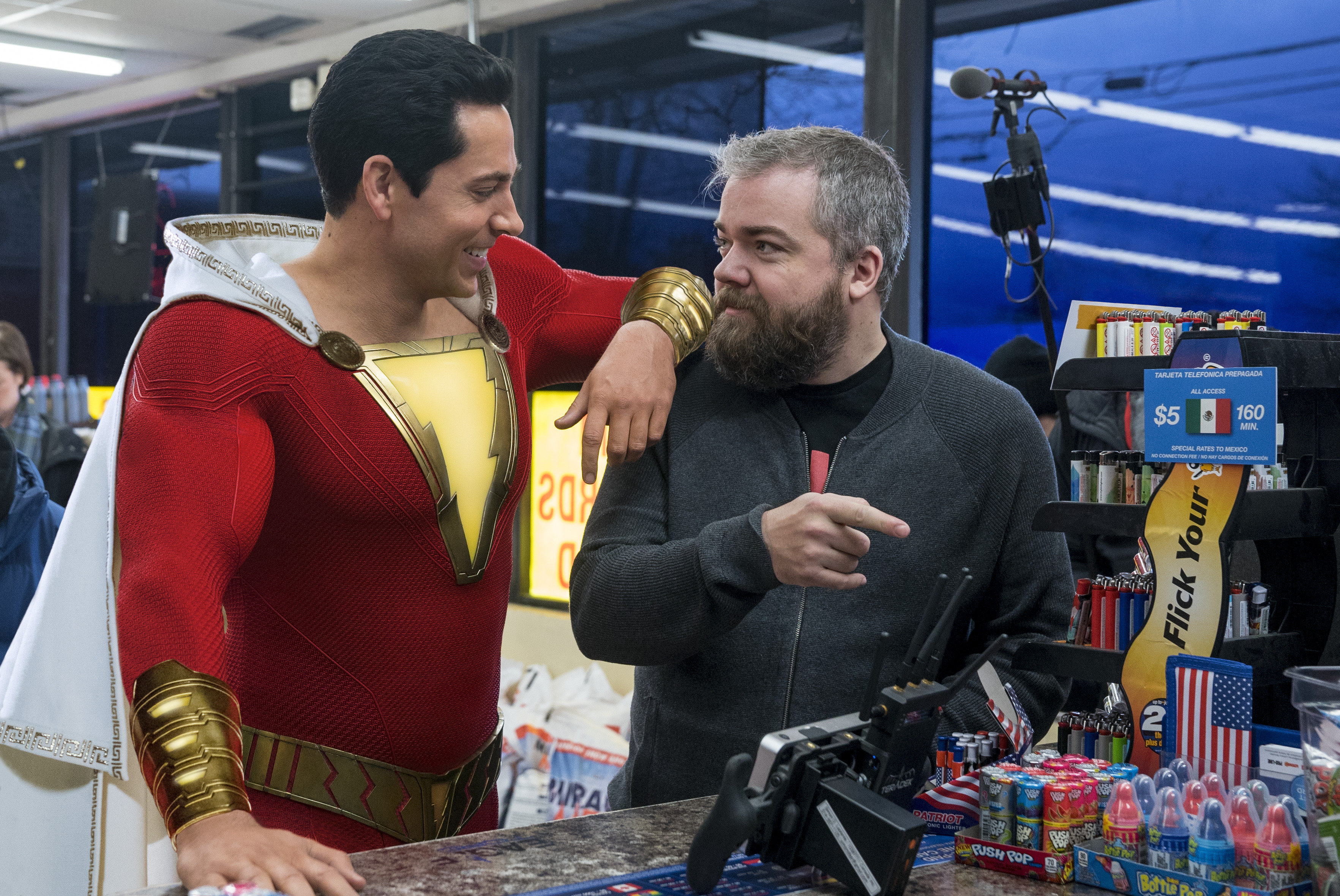 Zachary Levi and David F. Sandberg in Shazam! (2019)