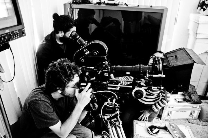 Cinematographer J. Angel Gonzalez with David Miller and Evangeline Avila on the set of "Ceci N'est Pas Un Homme."