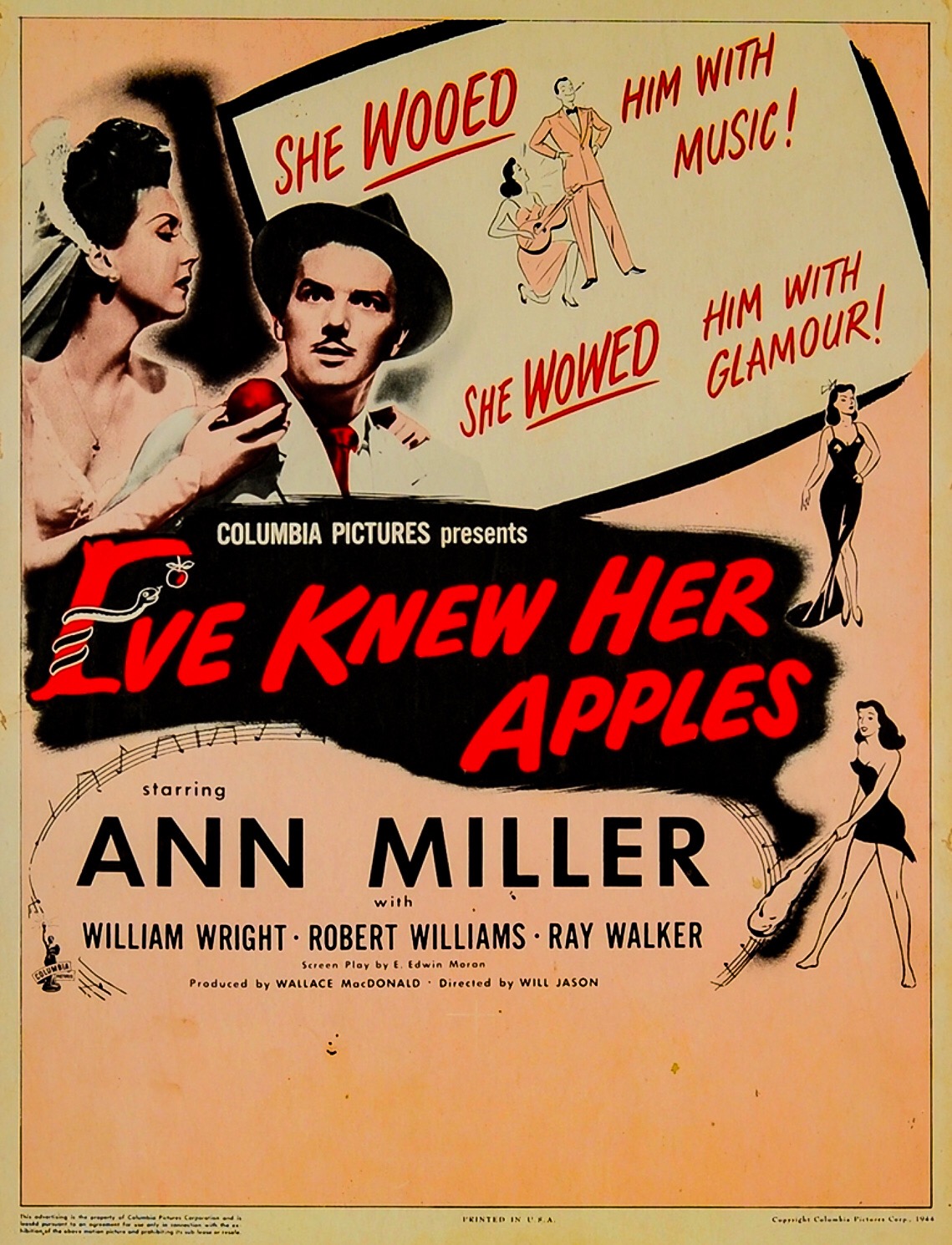 Ann Miller and William Wright in Eve Knew Her Apples (1945)