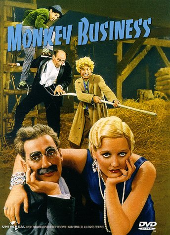 Groucho Marx, Chico Marx, Harpo Marx, Constantine Romanoff, and Thelma Todd in Monkey Business (1931)