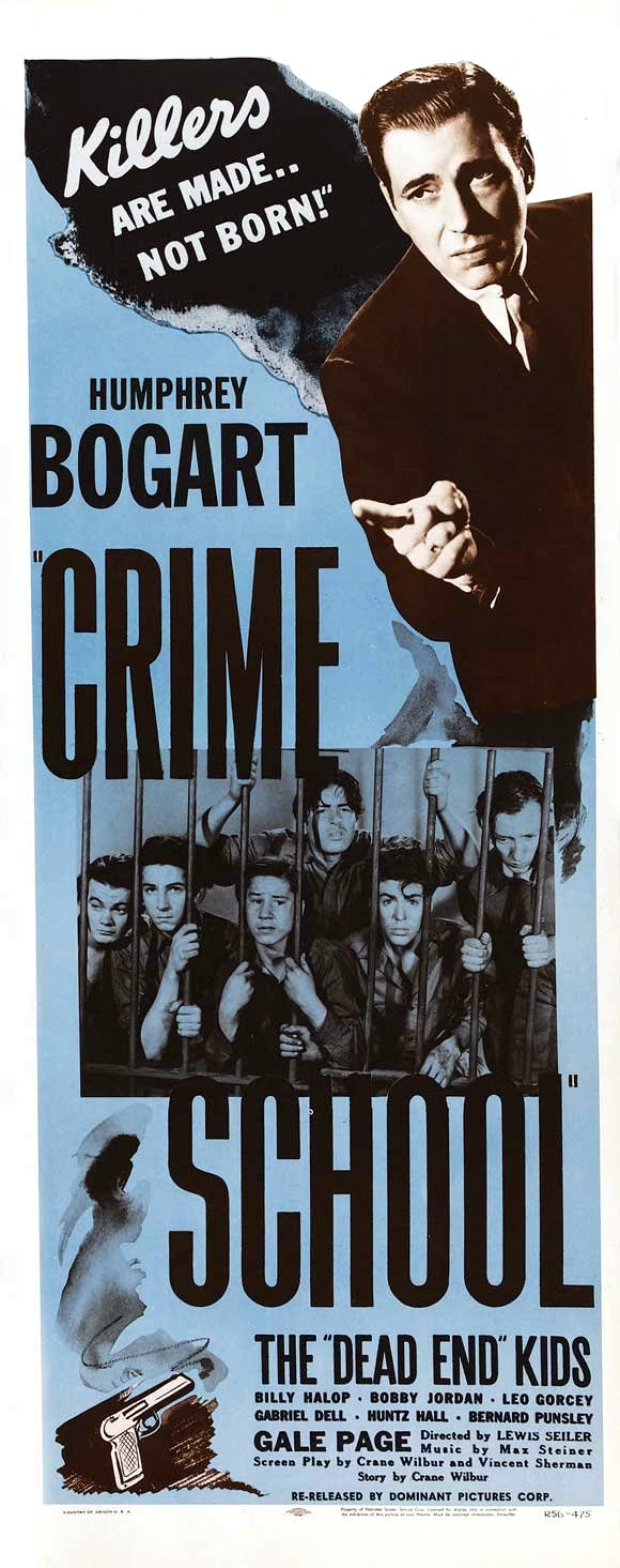 Humphrey Bogart, Gabriel Dell, Leo Gorcey, Huntz Hall, Billy Halop, Bobby Jordan, Bernard Punsly, and The Dead End Kids in Crime School (1938)