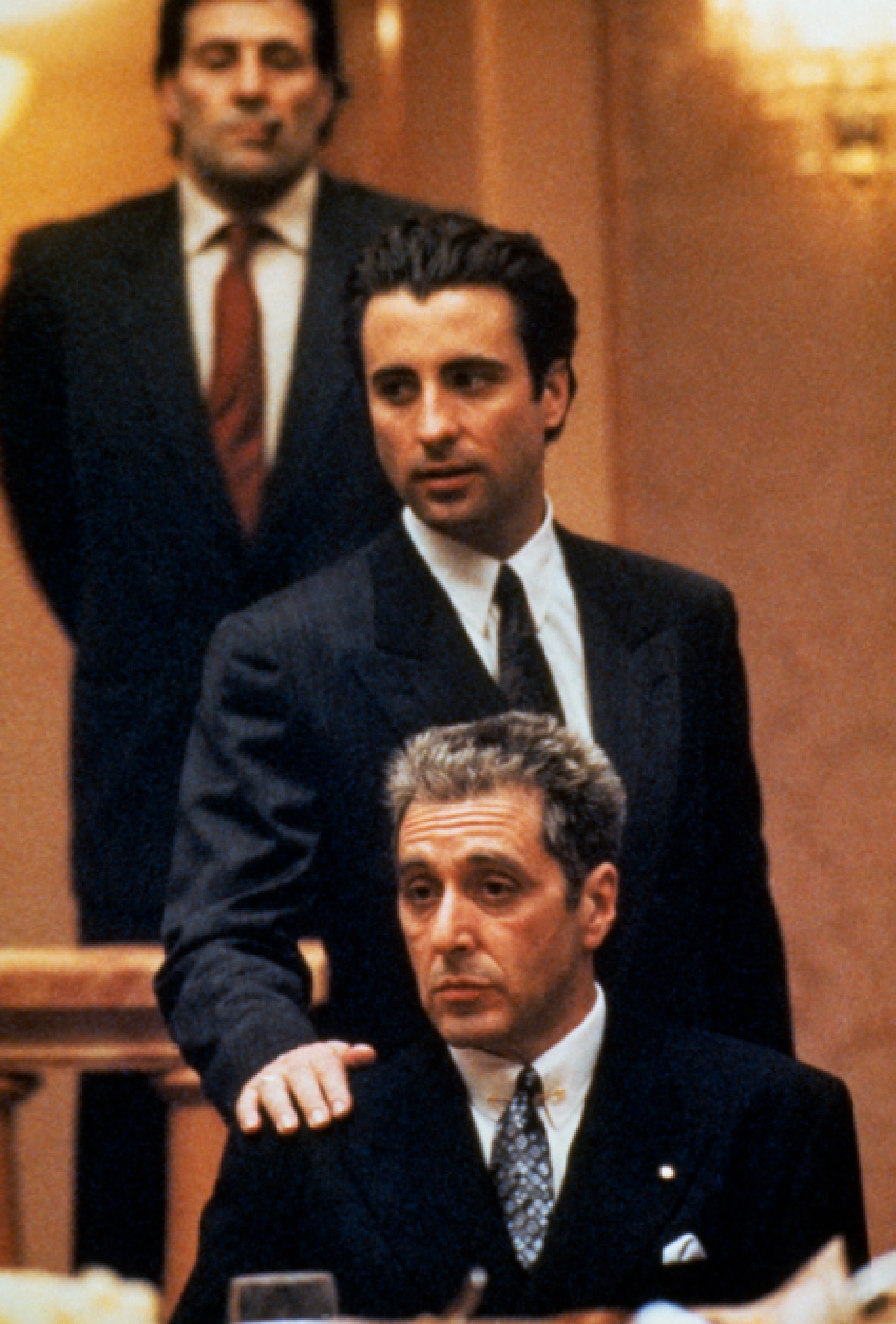 Al Pacino, Andy Garcia, and Umberto De Luca in The Godfather Part III (1990)