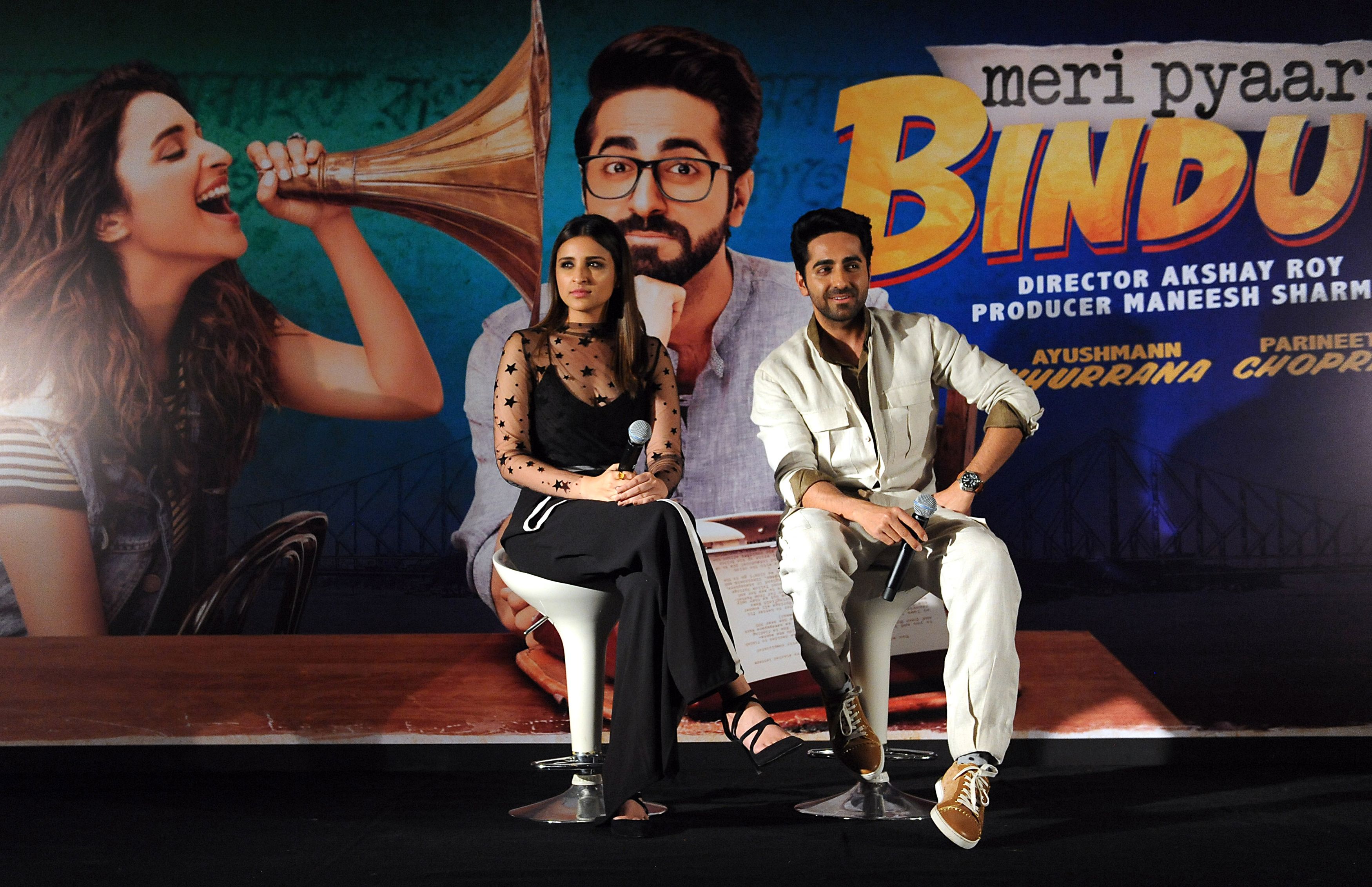 Parineeti Chopra and Ayushmann Khurrana at an event for Meri Pyaari Bindu (2017)