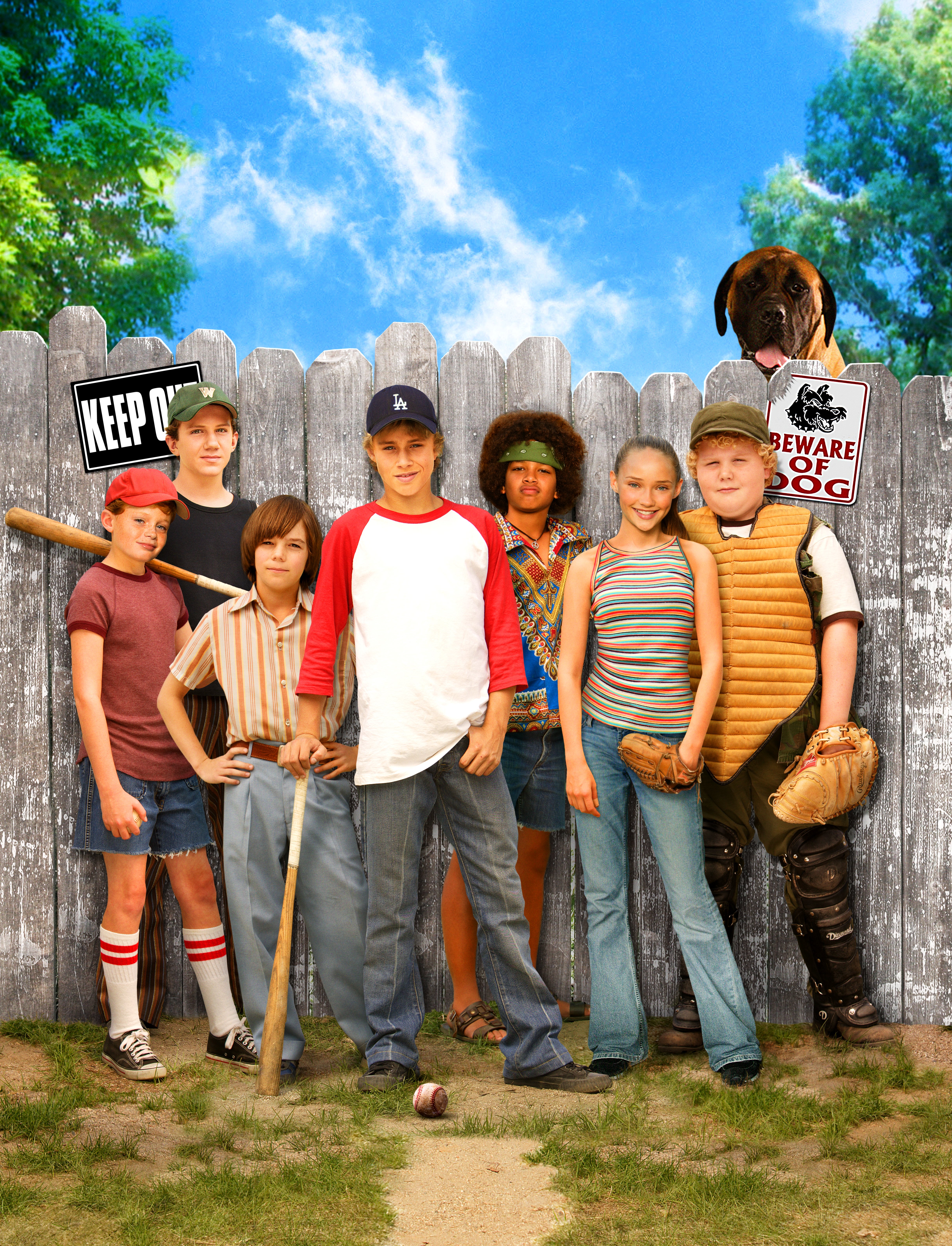 Brett Kelly, Cole Evan Weiss, Neilen Benvegnu, Sean Berdy, Max Lloyd-Jones, James Willson, and Samantha Burton in The Sandlot 2 (2005)