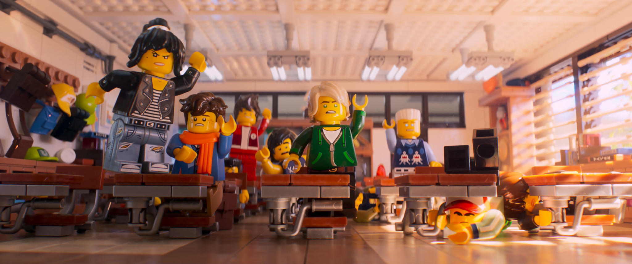 Fred Armisen, Michael Peña, Dave Franco, Zach Woods, Abbi Jacobson, and Kumail Nanjiani in The Lego Ninjago Movie (2017)