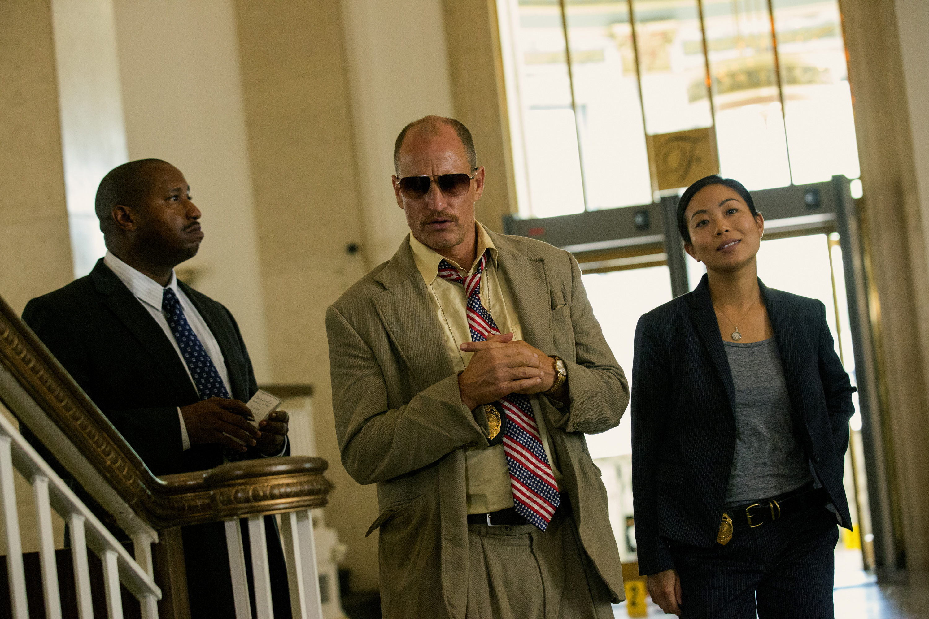 Woody Harrelson, Michelle Ang, and Terence Rosemore in Triple 9 (2016)