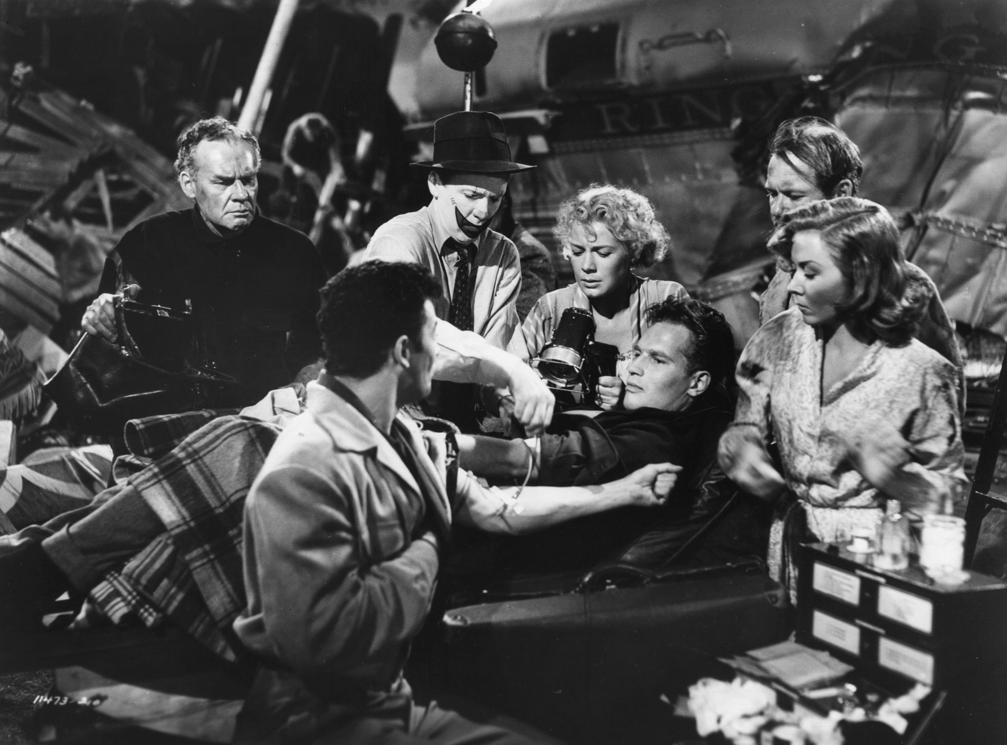 Charlton Heston, James Stewart, Gloria Grahame, Betty Hutton, Lane Chandler, and Cornel Wilde in The Greatest Show on Earth (1952)