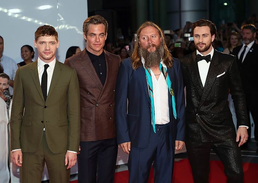 David Mackenzie, Aaron Taylor-Johnson, Chris Pine, and Billy Howle at an event for Outlaw King (2018)