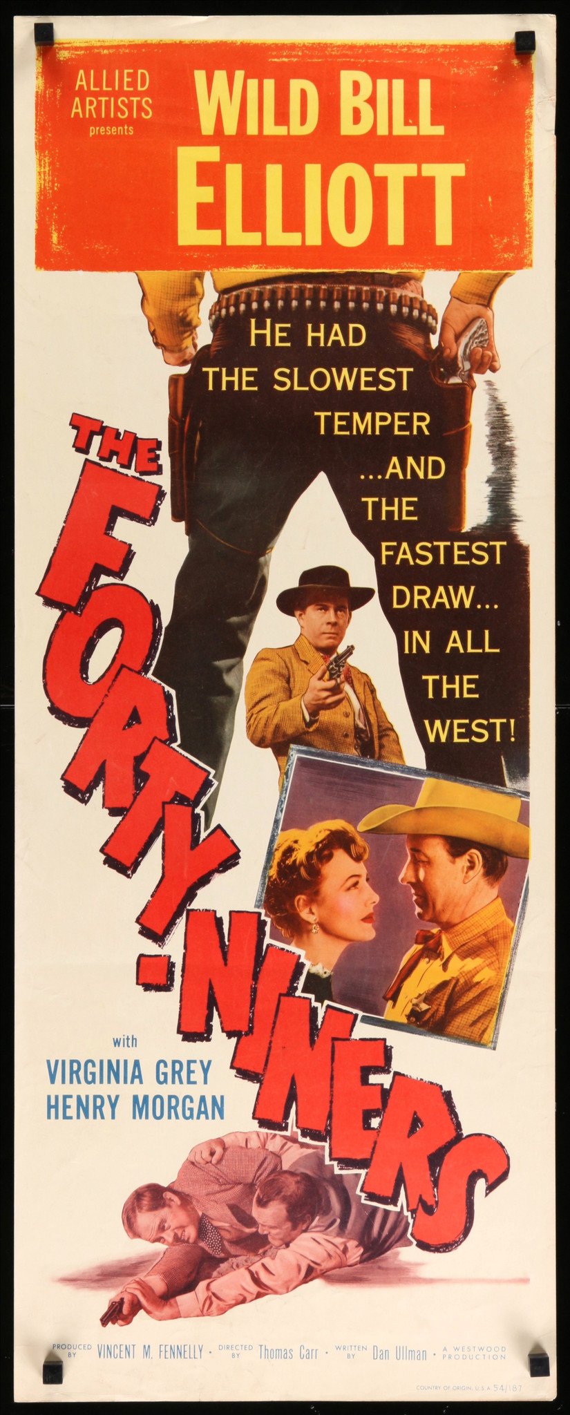 Bill Elliott, Virginia Grey, and Harry Morgan in The Forty-Niners (1954)