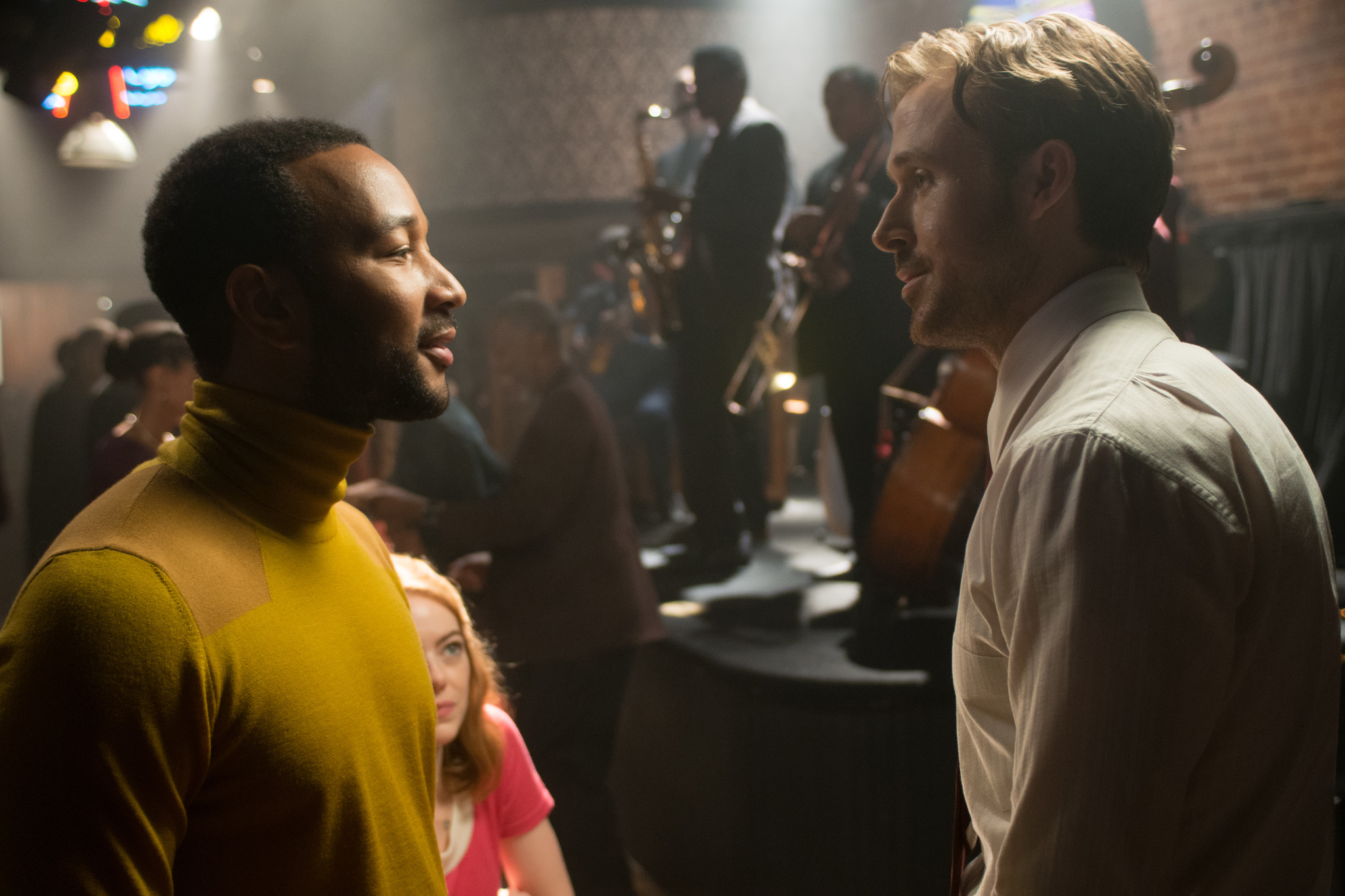 Ryan Gosling, Emma Stone, and John Legend in La La Land (2016)