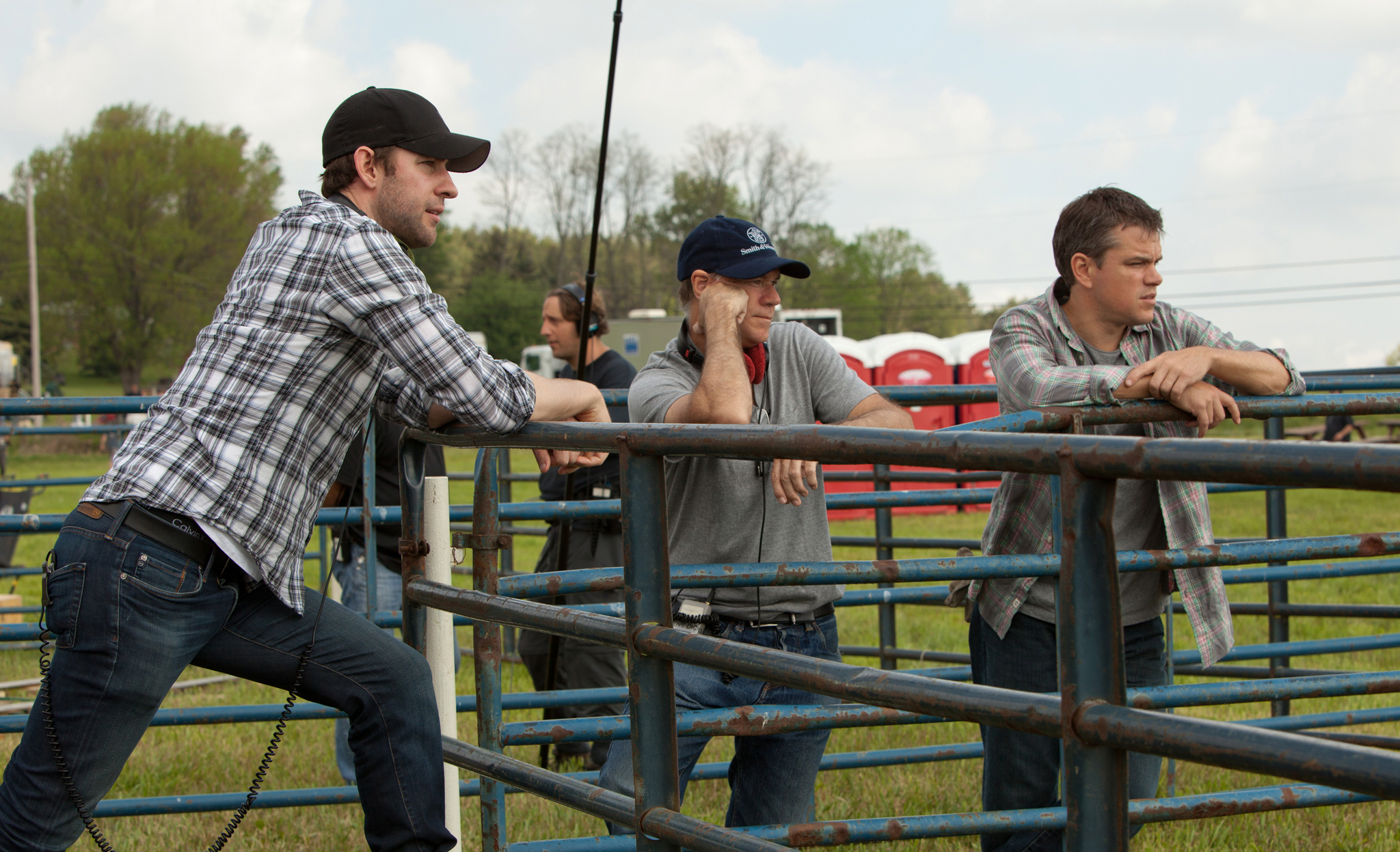 Matt Damon, Gus Van Sant, and John Krasinski in Promised Land (2012)