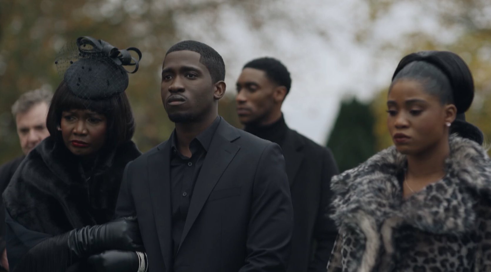 Brendan Coyle, Sarah Niles, Deborah Ayorinde, Emmanuel Imani, CJ Beckford, Adeyinka Akinrinade, and Ola Orebiyi in Riches (2022)