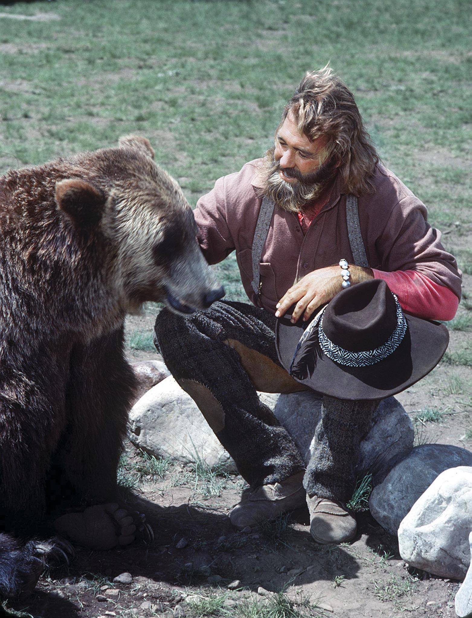 Dan Haggerty and Bozo the Bear at an event for The Life and Times of Grizzly Adams (1977)