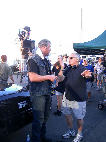 Director James Whitmore Jr. and Troy R. Brenna filming the "Badlands" episode of "10-8"