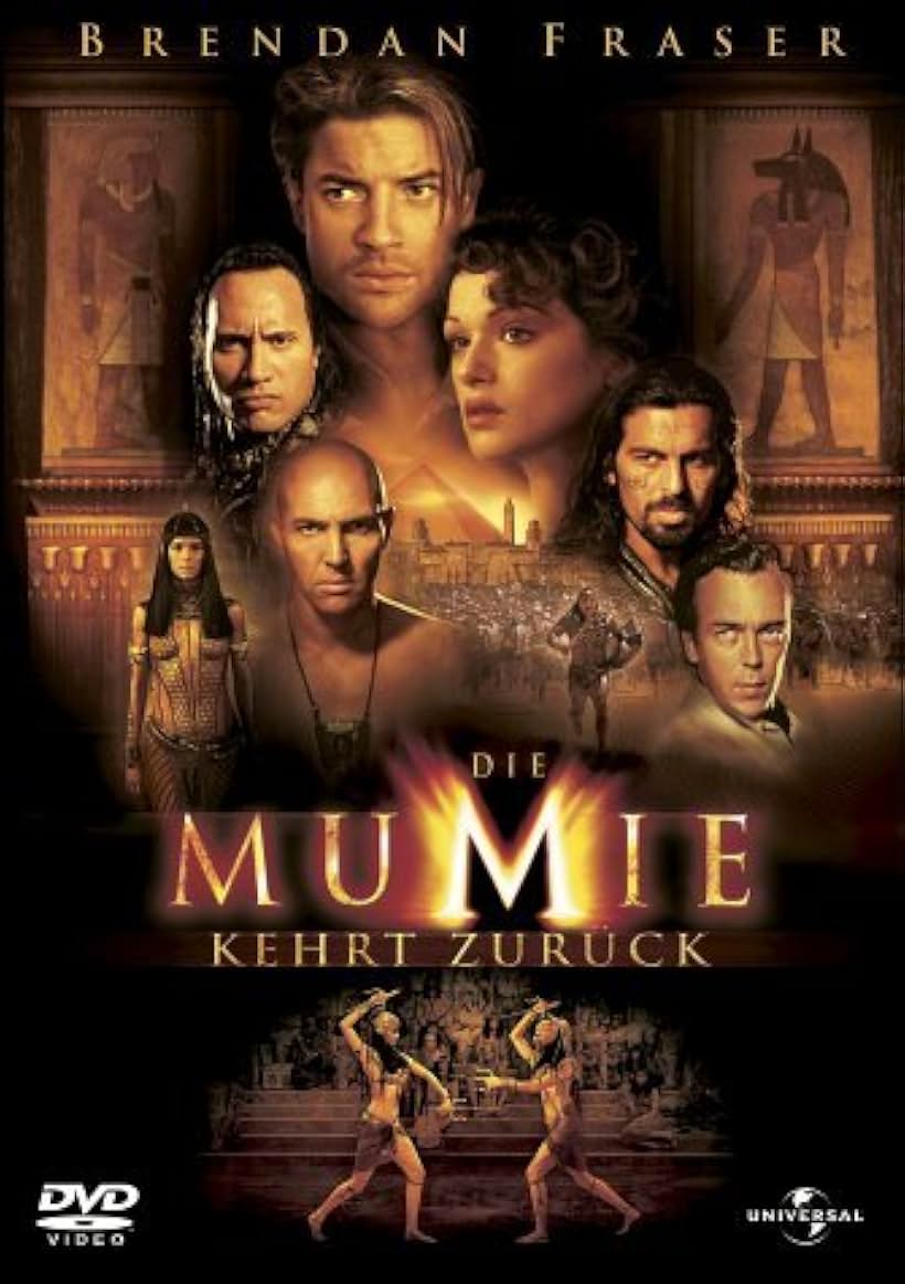 Brendan Fraser, John Hannah, Rachel Weisz, Oded Fehr, Dwayne Johnson, Patricia Velasquez, and Arnold Vosloo in The Mummy Returns (2001)