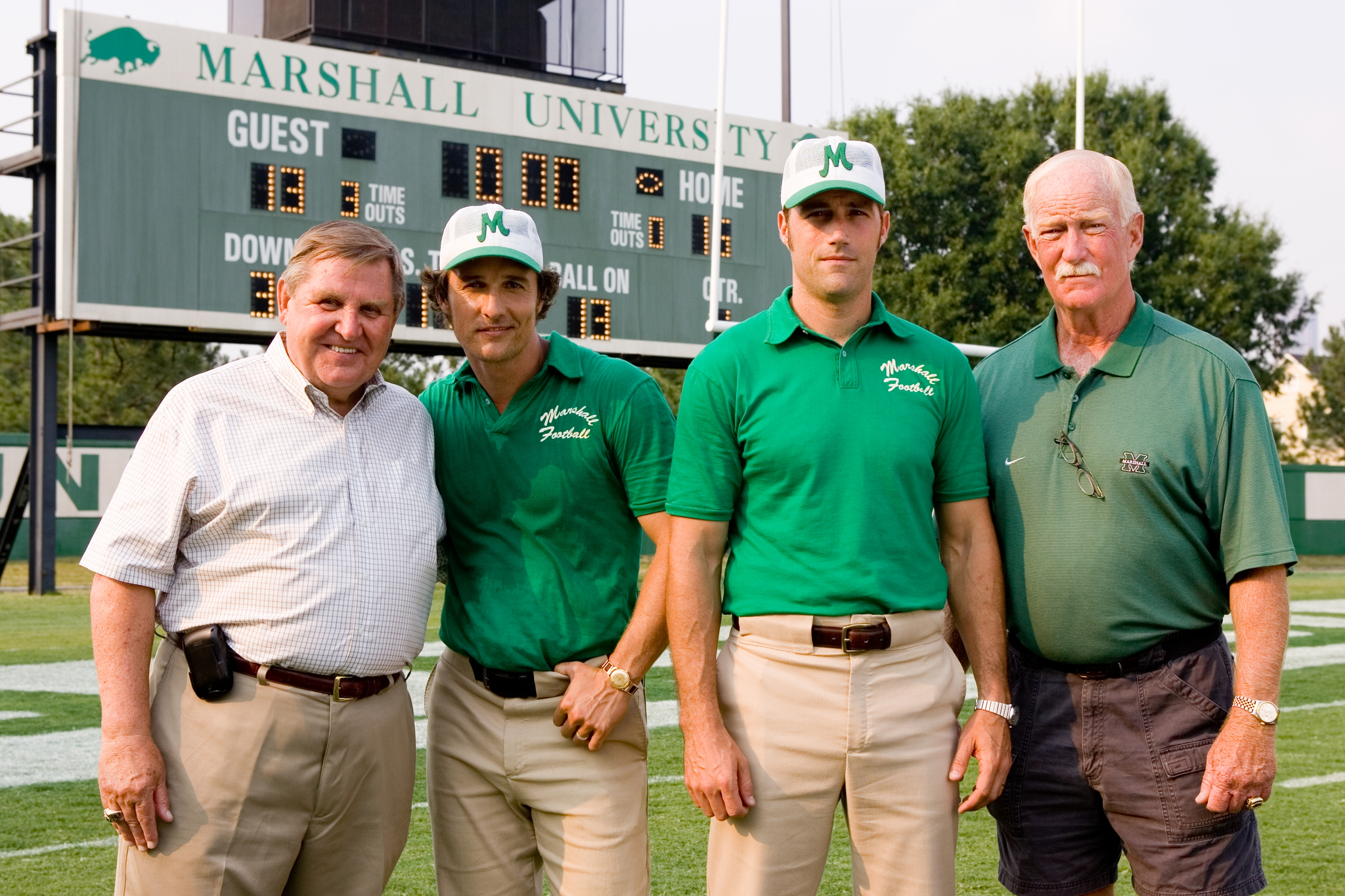 Matthew McConaughey, Matthew Fox, Jack Lengyel, and Red Dawson in We Are Marshall (2006)