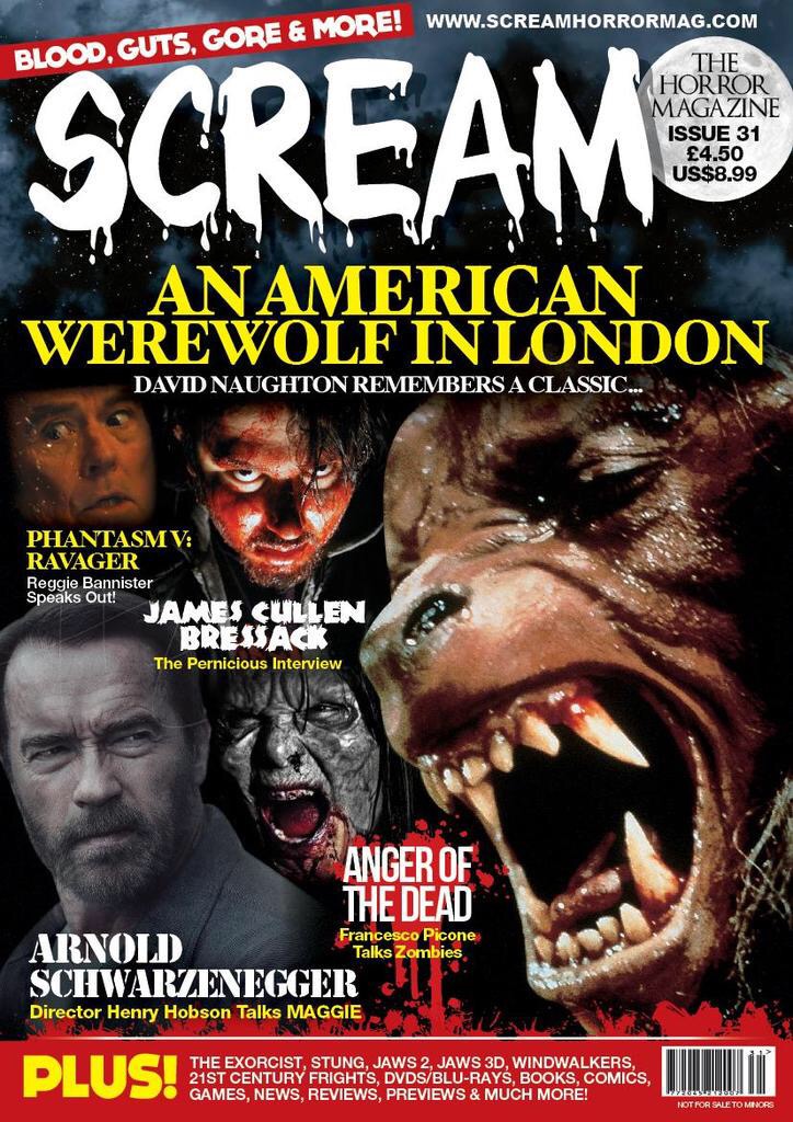 James Cullen Bressack on the cover of SCREAM HORROR MAGAZINE