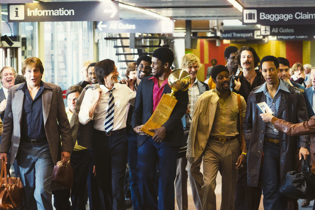 Adrien Brody, DeVaughn Nixon, Jason Segel, Delante Desouza, Austin Aaron, Jimel Atkins, and Quincy Isaiah in Winning Time: The Rise of the Lakers Dynasty (2022)