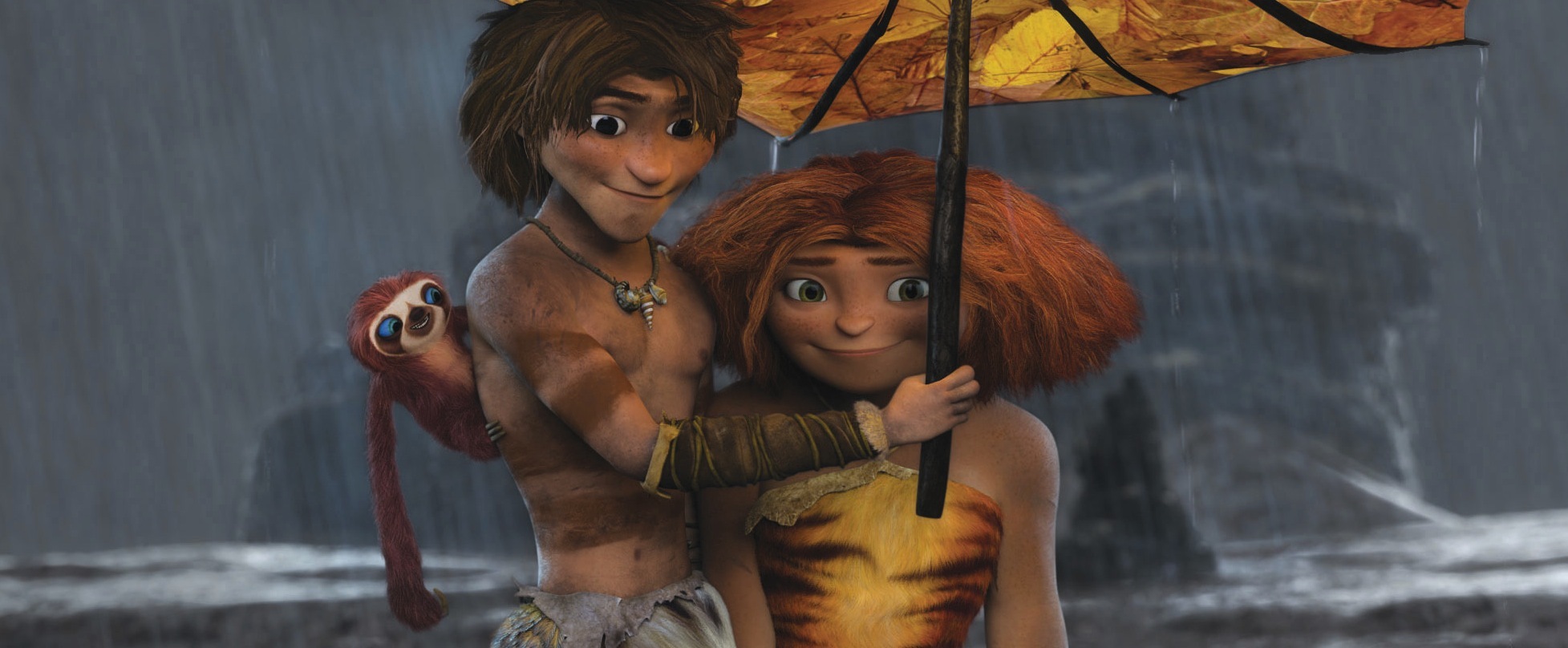 Ryan Reynolds, Chris Sanders, and Emma Stone in The Croods (2013)