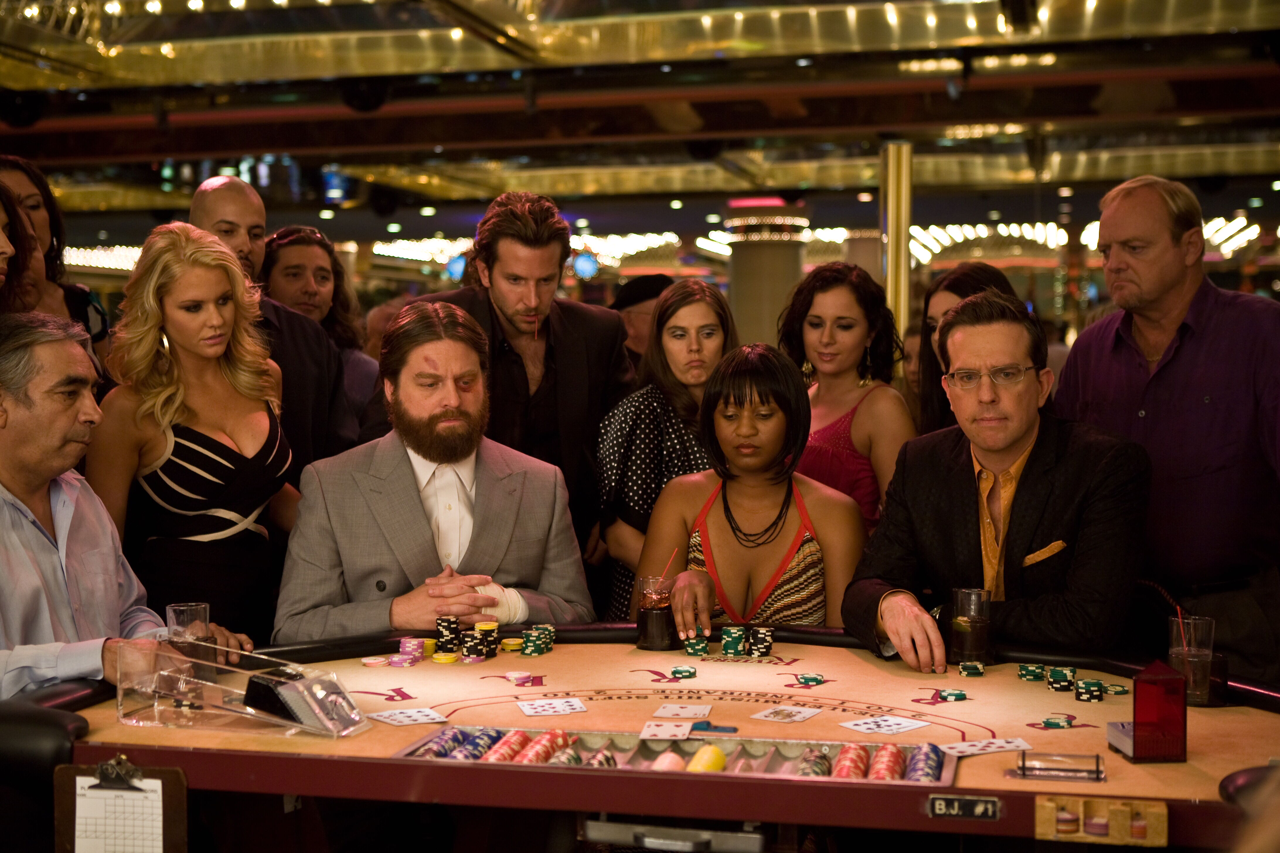 Bradley Cooper, Zach Galifianakis, and Ed Helms in The Hangover (2009)