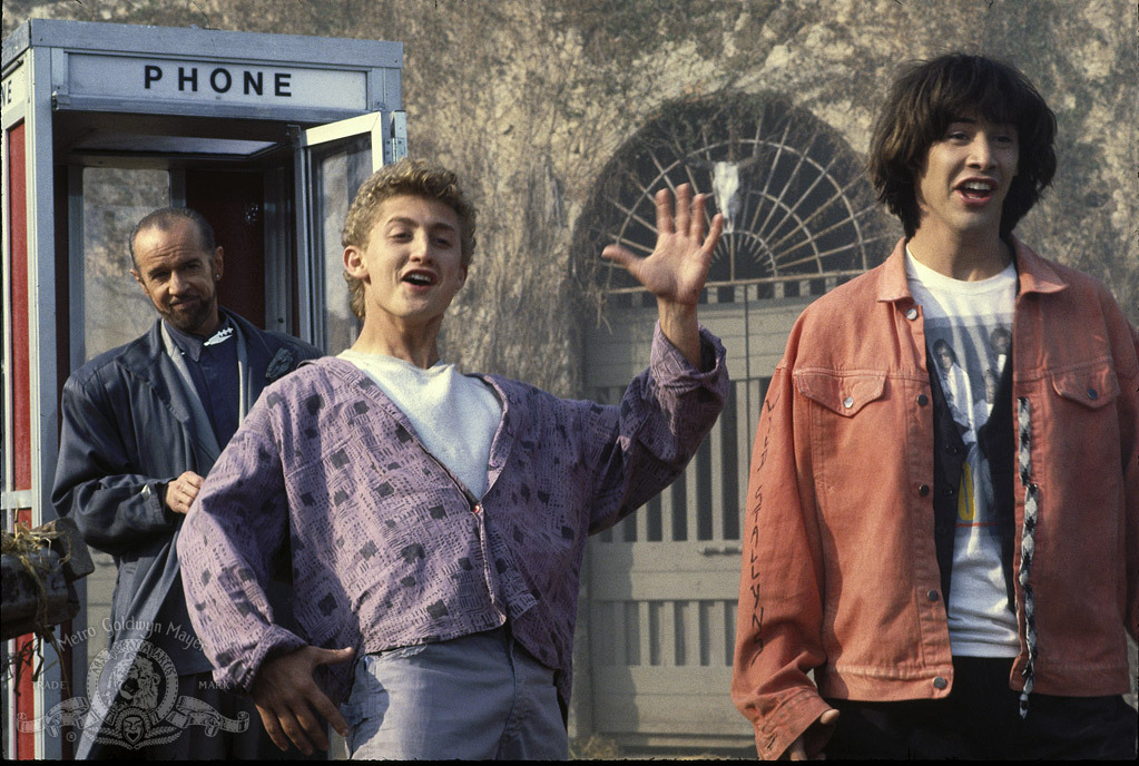 Keanu Reeves, George Carlin, and Alex Winter in Bill & Ted's Excellent Adventure (1989)