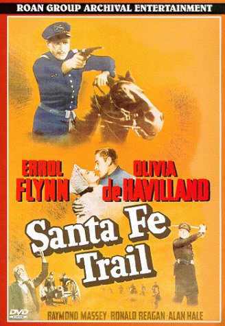 Olivia de Havilland, Errol Flynn, Ronald Reagan, and Raymond Massey in Santa Fe Trail (1940)