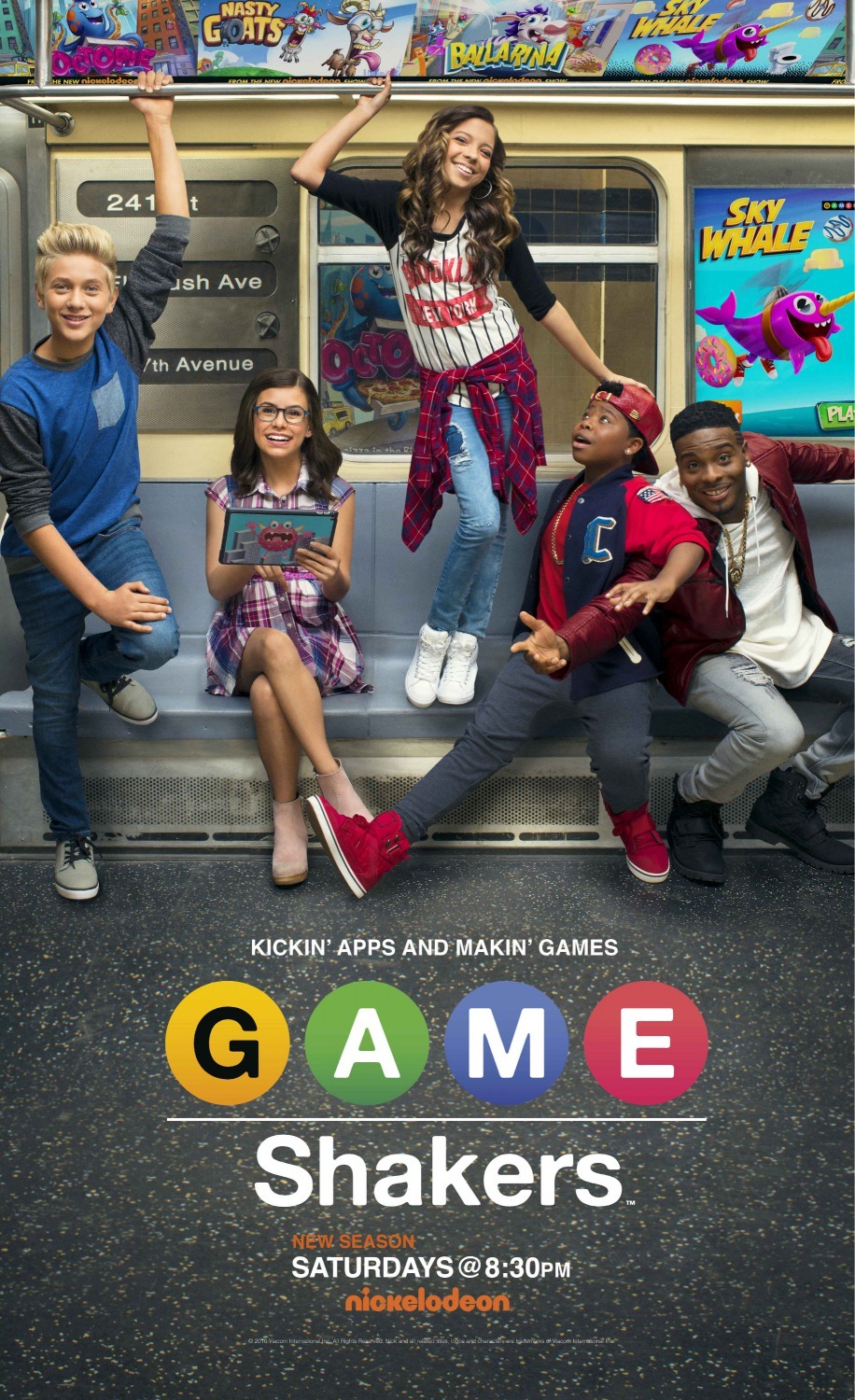 Kel Mitchell, Madisyn Shipman, Benjamin Flores Jr., Thomas Kuc, and Cree in Game Shakers (2015)