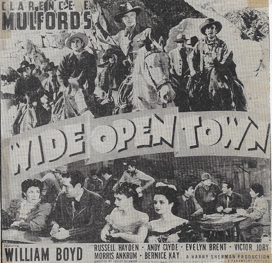 William Boyd, Evelyn Brent, Andy Clyde, Russell Hayden, Victor Jory, and Cara Williams in Wide Open Town (1941)