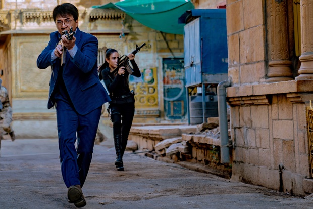 Jackie Chan and Miya Muqi in Vanguard (2020)