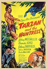 Brenda Joyce, Patricia Morison, Johnny Sheffield, and Johnny Weissmuller in Tarzan and the Huntress (1947)