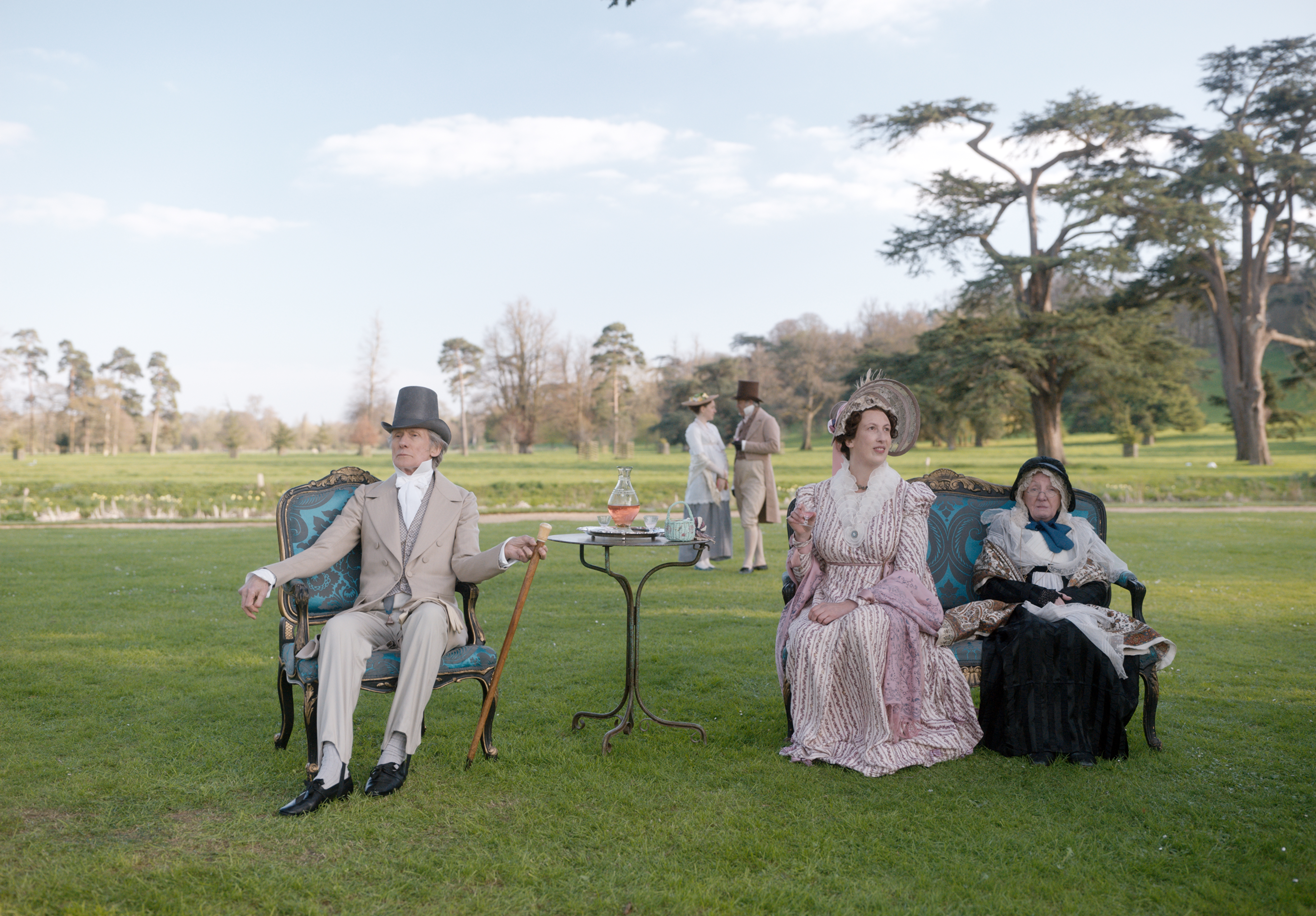 Myra McFadyen, Bill Nighy, and Miranda Hart in Emma. (2020)