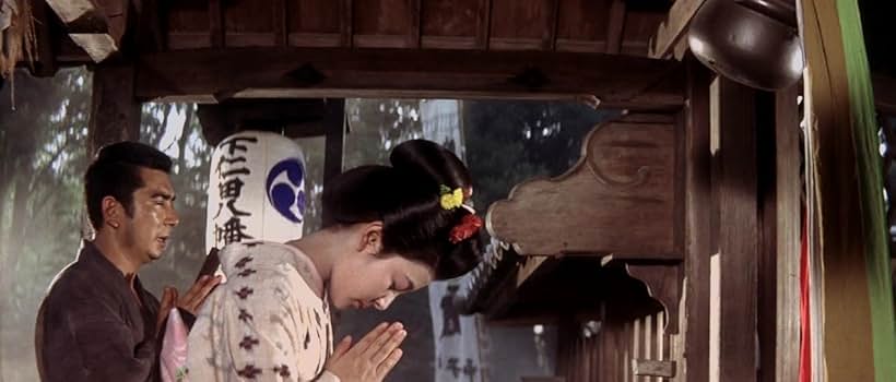 Shintarô Katsu and Miwa Takada in Zatoichi the Fugitive (1963)