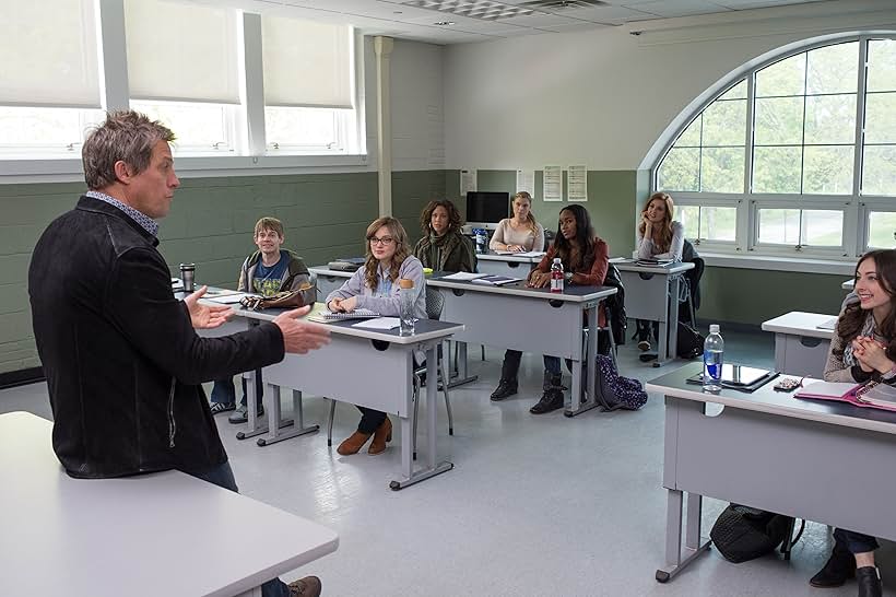 Hugh Grant, Andrew Keenan-Bolger, Nicole Patrick, Bella Heathcote, Emily Morden, Damaris Lewis, Maggie Geha, and Lauren Macklin in The Rewrite (2014)